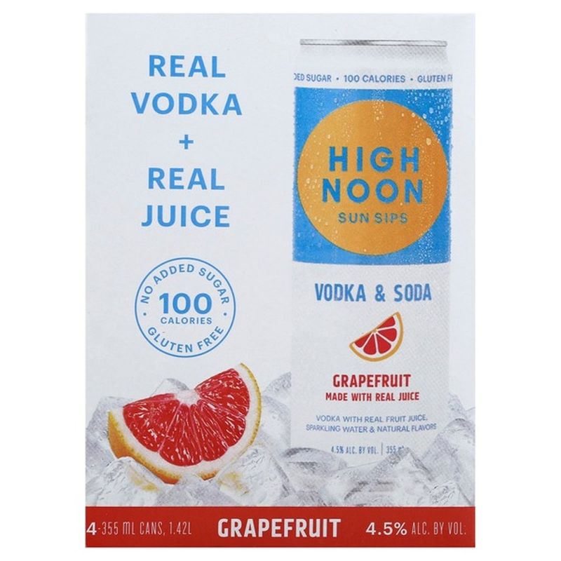 High Noon Hard Seltzer Grapefruit Vodka Hard Seltzer 4 Single Serve