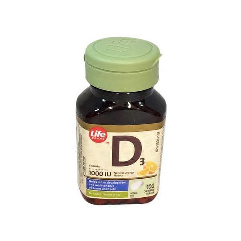 Life Brand 1000 IU Vitamin D Chewable Tablets (100 ct) Instacart
