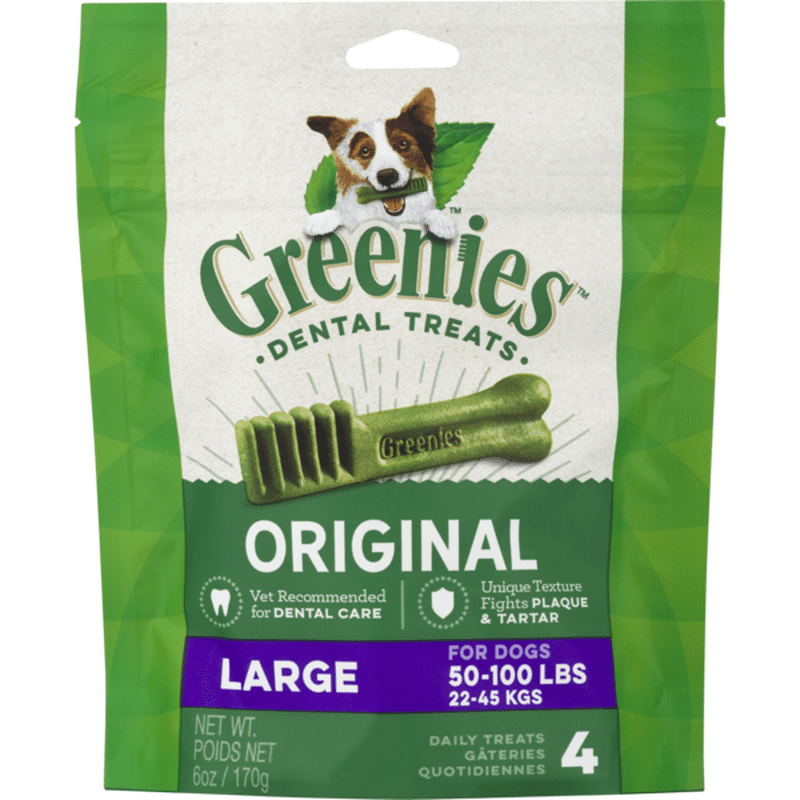 Greenies Dental Treats, Original, Large, for Dogs (6 oz) Instacart