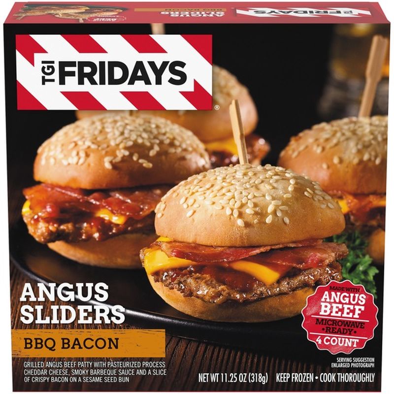 Tgif BBQ Bacon Angus Cheeseburger Sliders Frozen Snacks (4 ct) - Instacart