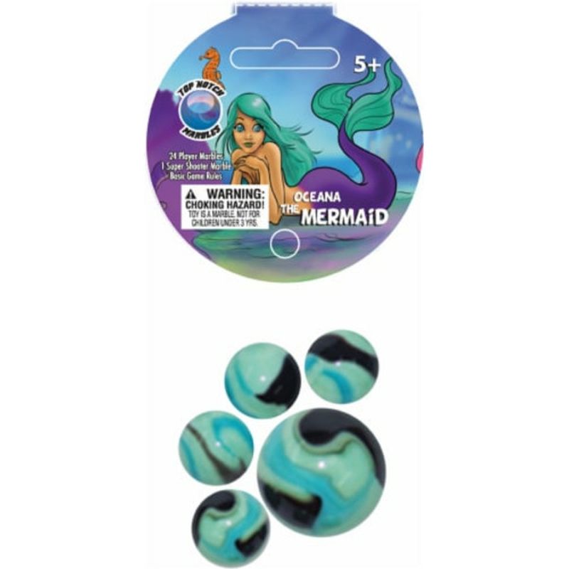 Mega Fun Blue & Black Top Notch Marbles Oceana the Mermaid Marble Game