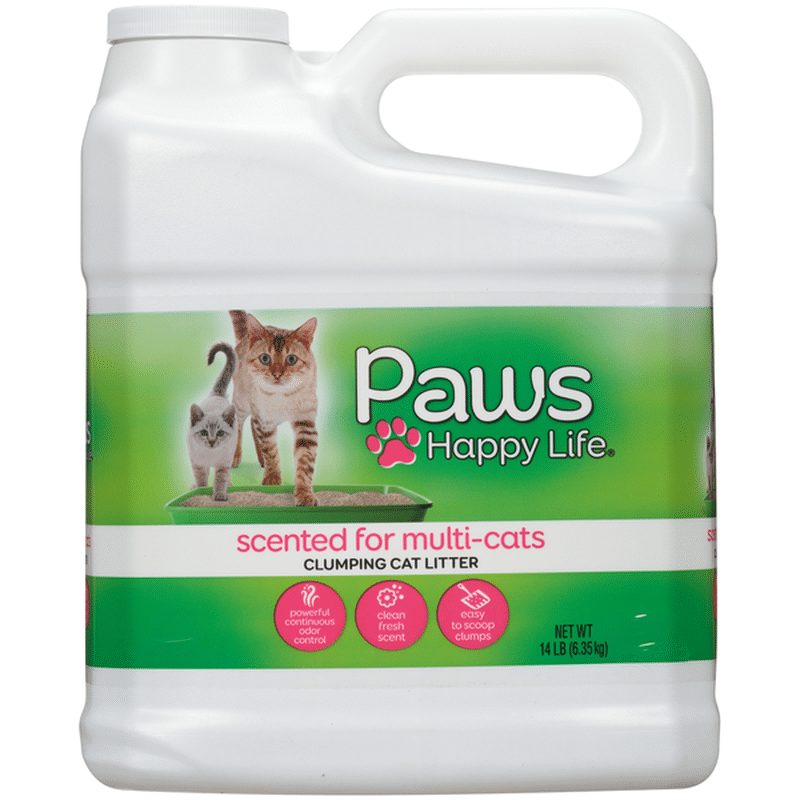 Paws Happy Life Clumping Cat Litter, Scented For MultiCats (14 lb
