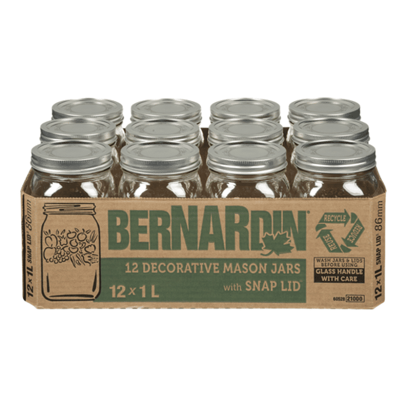 Bernardin Decorative Wide Mouth Mason Jars 12 Ct Instacart