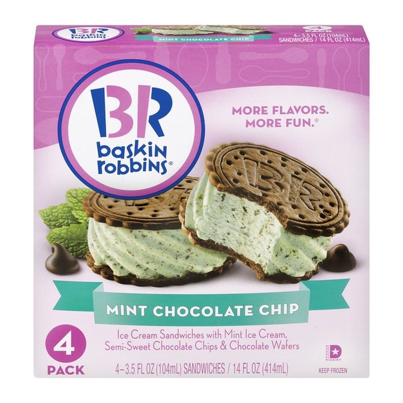 Baskin Robbins Ice Cream Sandwich Mint Chocolate Chip 4 Pack 4 Each Instacart