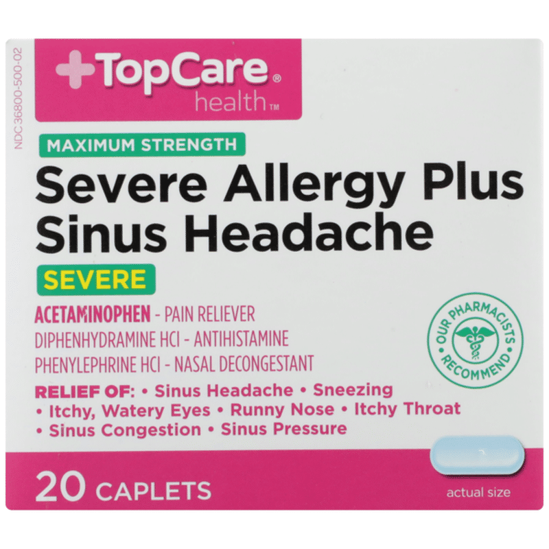 TopCare Maximum Strength Severe Allergy Plus Sinus Headache ...