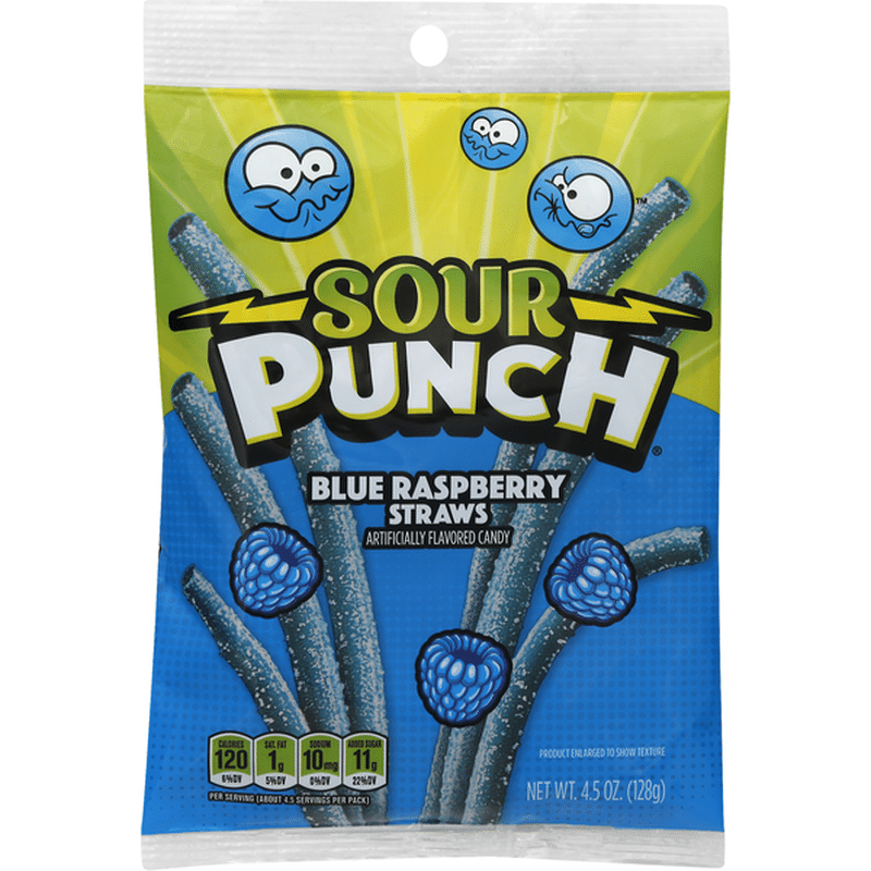 Sour Punch Candy, Blue Raspberry Straws (4.5 oz) - Instacart