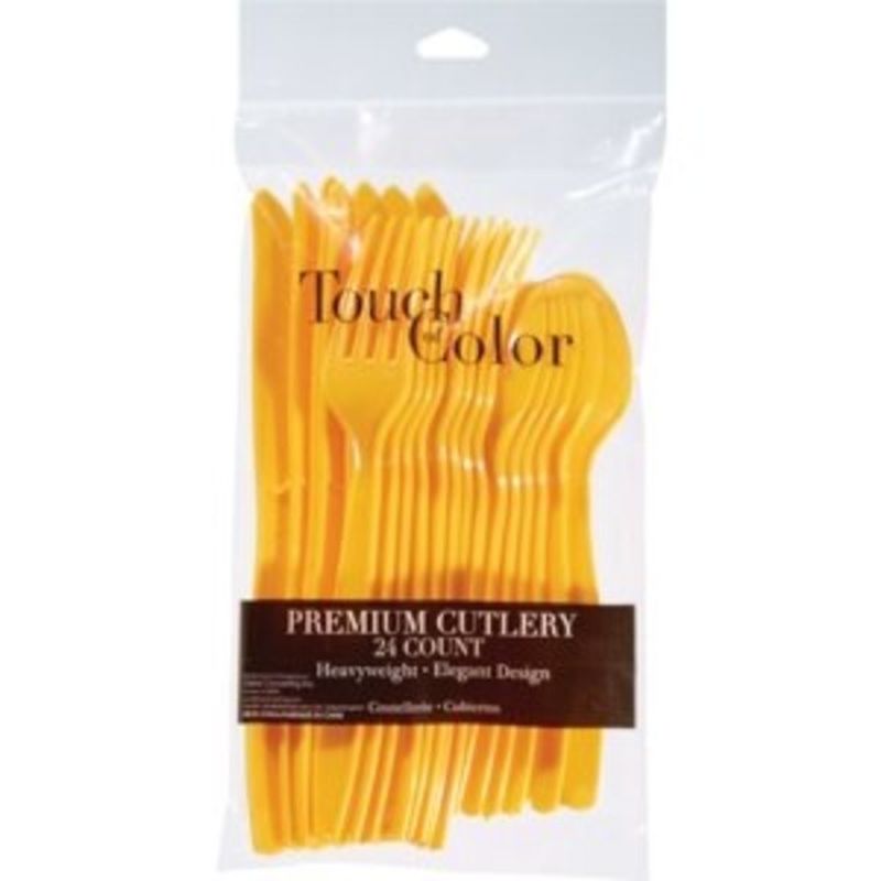 Touch of Color School Bus Yellow Premium Plastic Cutlery Assortment