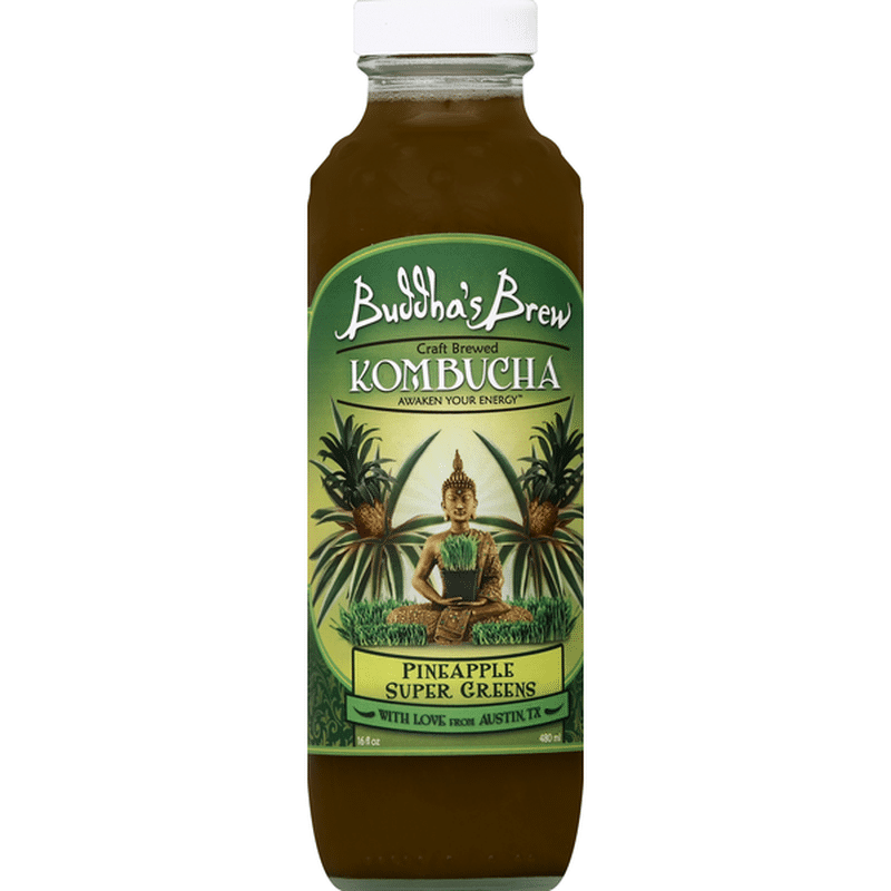 Buddha's Brew Kombucha, Pineapple Super Greens (16 oz) Instacart