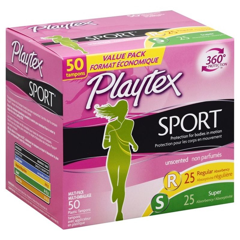 Playtex Tampons, Plastic, MultiPack, Unscented, Value Pack (50 ct