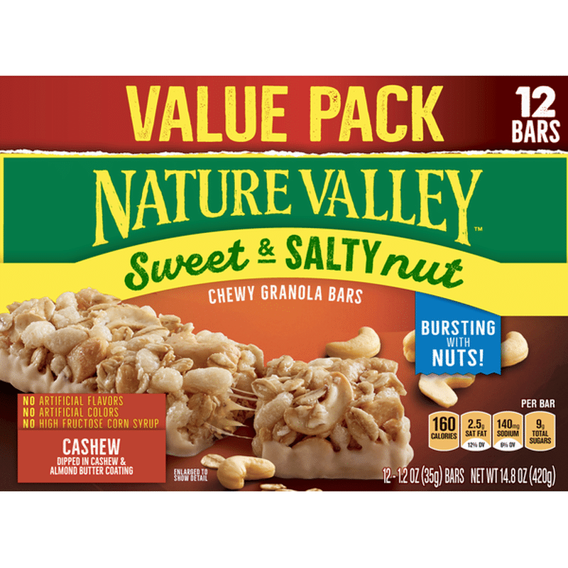 Nature Valley Granola Bars, Chewy, Cashew, Sweet & Salty Nut, Value