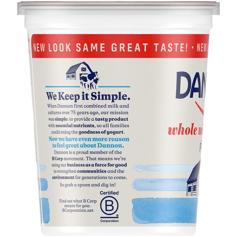 Dannon Whole Milk NonGMO Project Verified Plain Yogurt (32 oz) Instacart