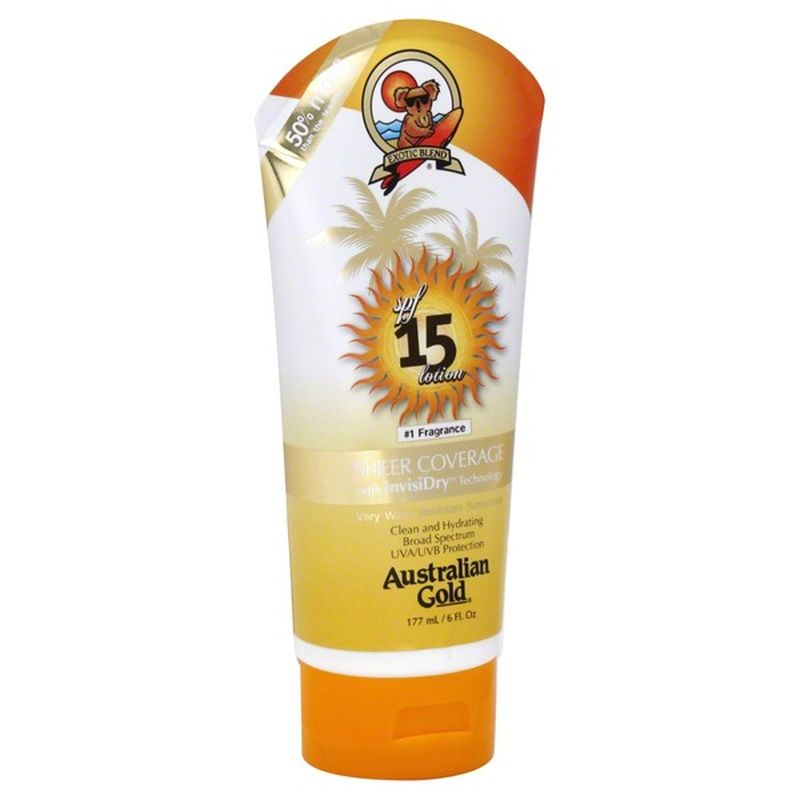 Australian Gold Sunscreen Lotion, Sheer Coverage, SPF 15 (6 oz) Instacart