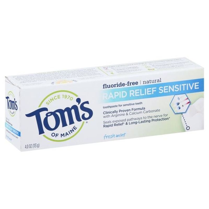 Toms of Maine Toothpaste, Fresh Mint, for Sensitive Teeth, Rapid Relief Sensitive (4 oz) from