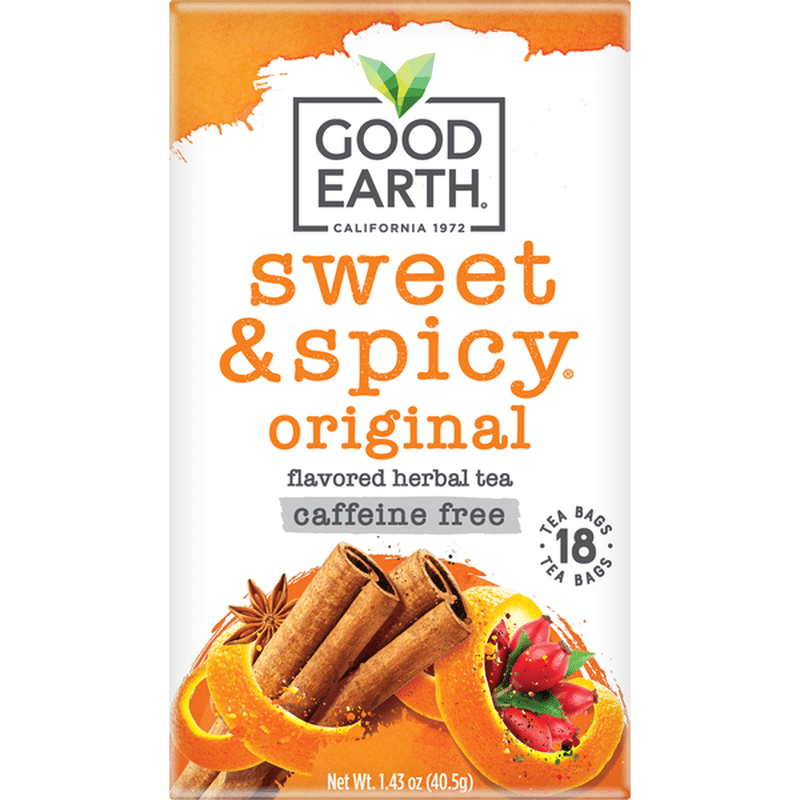 Good Earth Herbal Tea, Sweet & Spicy Original, Caffeine Free, Bags (18