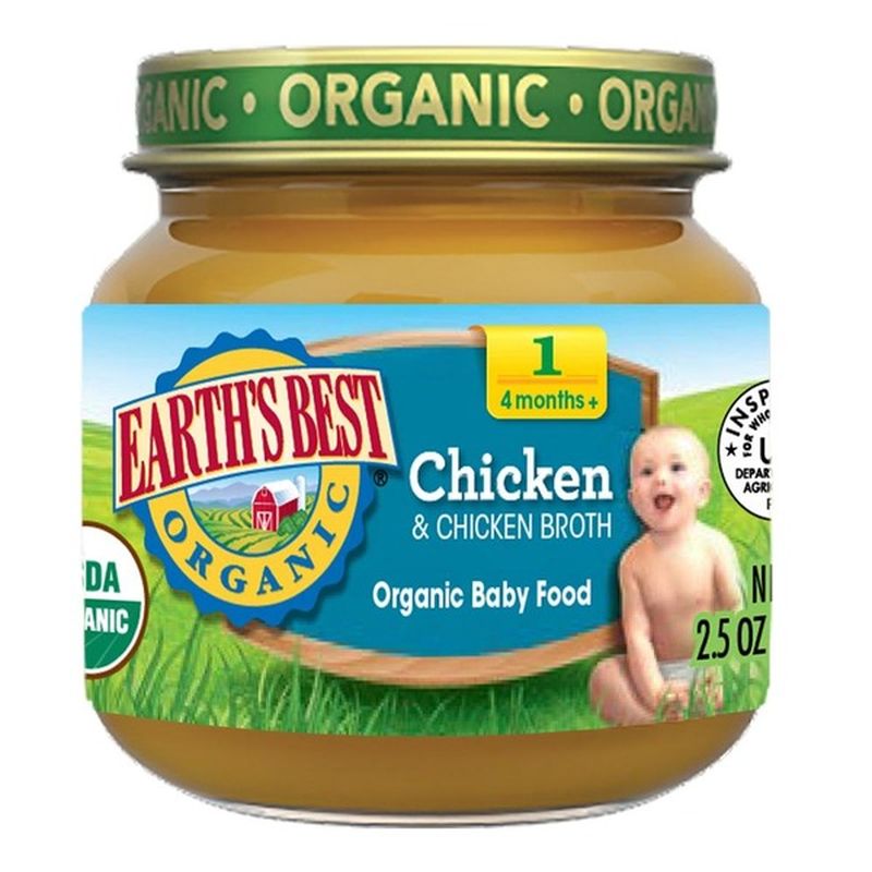 Earth's Best Stage 1 Chicken & Chicken Broth Organic Baby Food (2.5 oz ...