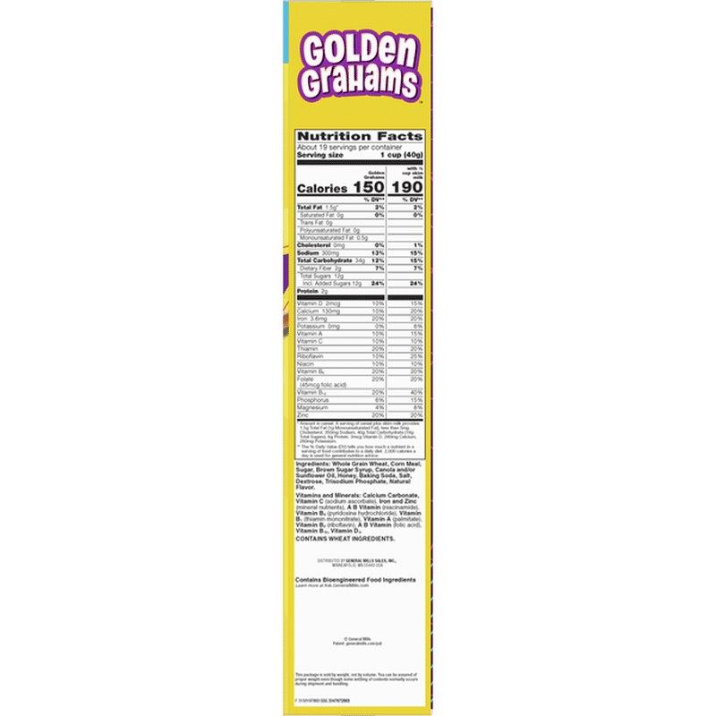 Golden Grahams Breakfast Cereal, Graham Cracker Taste, with Whole Grain ...