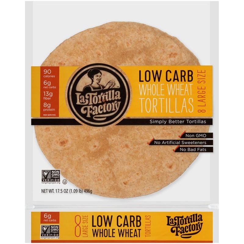 La Tortilla Factory Tortillas, Whole Wheat, Low Carb, Large Size (8 ct