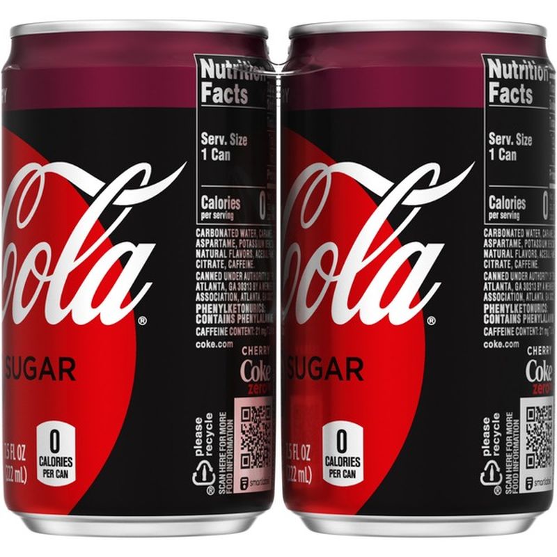 CocaCola Cherry Mini Cans, Cherry Flavored Diet Soda Soft