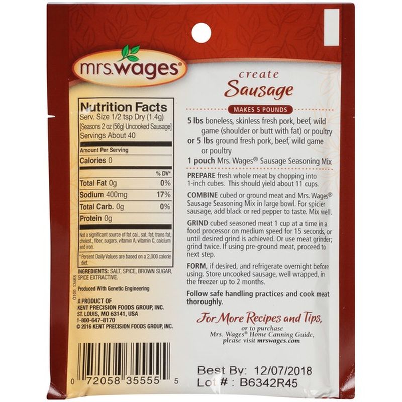 Mrs. Wages Sausage Meat Seasoning (2 oz) - Instacart