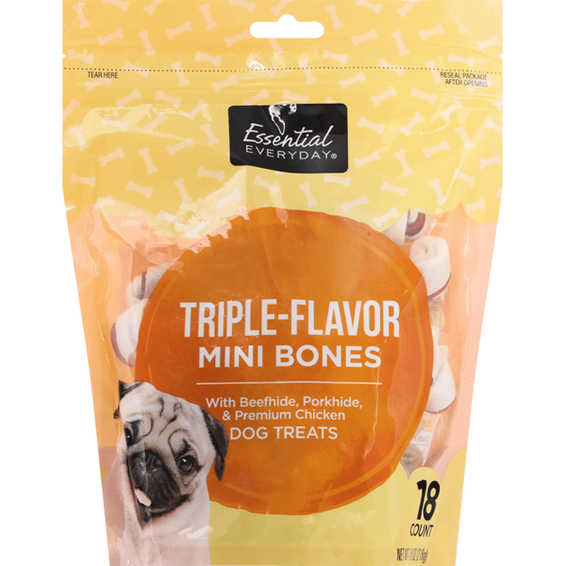 Essential Everyday Dog Treats, TripleFlavor, Mini Bones (18 each