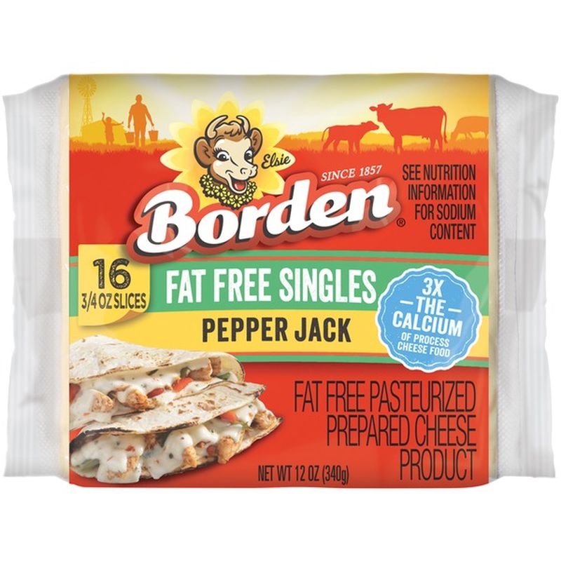 Borden Fat Free Pepper Jack Singles Cheese (0.75 oz) - Instacart