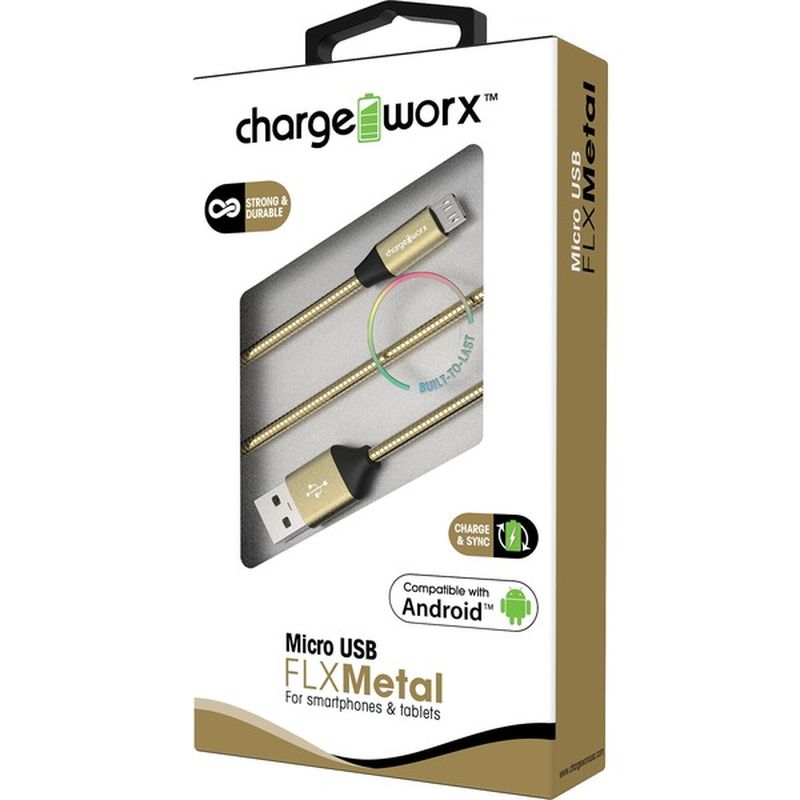 Chargeworx 3' Gold Android Micro USB Sync & Charger Cable
