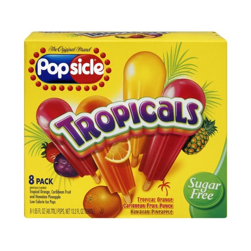 Popsicle Tropicals Sugar Free Orange, Caribbean Fruit Punch, Hawaiian