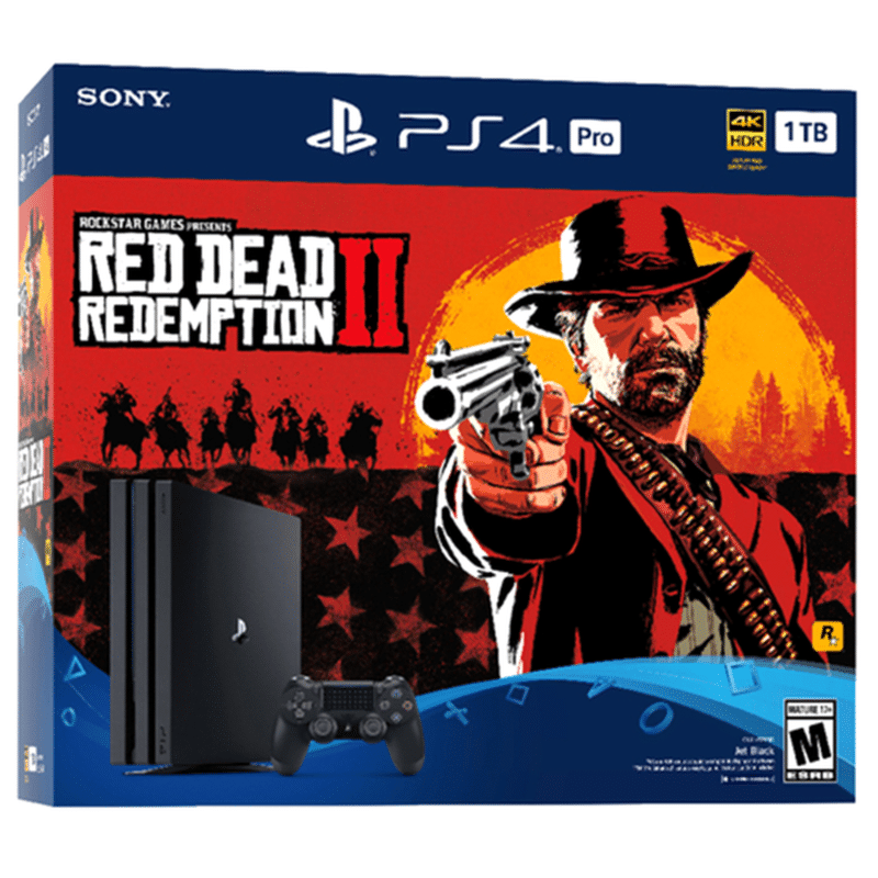 PS4 Pro 1TB Consol And Red Dead Redemption 2 Video Game Bundle