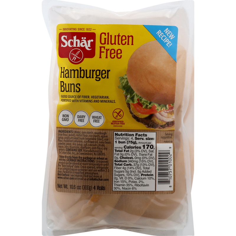 Dr. Schar Hamburger Buns, Gluten Free (4 each) from Andronico's