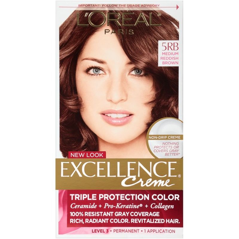 L'Oreal Excellence Creme Permanent Hair Color 5RB Medium Reddish Brown ...