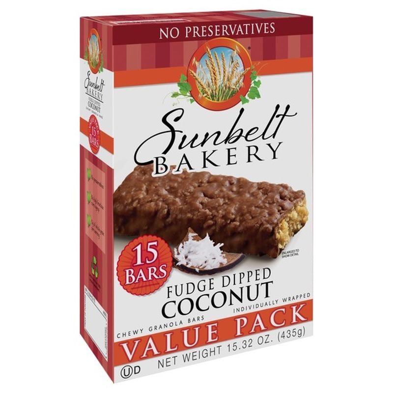 Sunbelt Bakery Value Pack Chewy Granola Bars, Fudge Dipped Coconut (15 ...