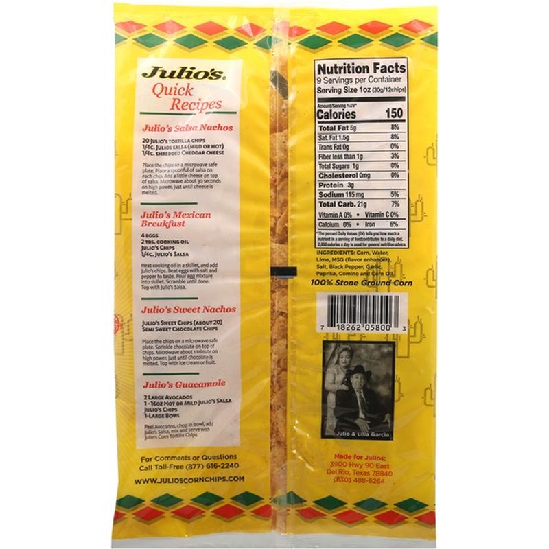 Julios Corn Tortilla Chips, Original (9 oz) Instacart