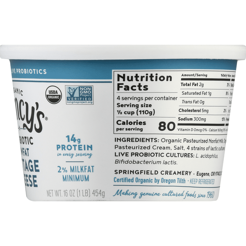 Nancy's Cottage Cheese, 2 Milkfat Min, Lowfat, Organic (16 oz) Instacart
