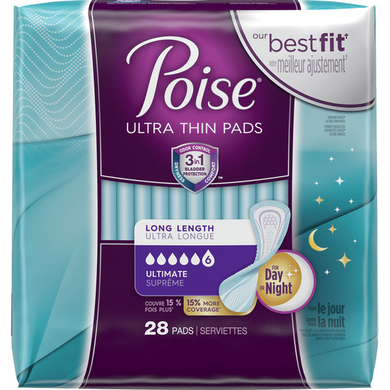 Poise Pads, Ultra Thin, Ultimate, Long Length (28 each) Instacart