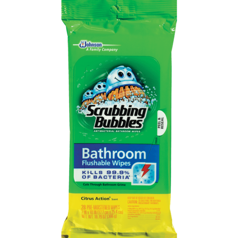 Scrubbing Bubbles Bathroom Wipes, Flushable, Antibacterial, Citrus ...