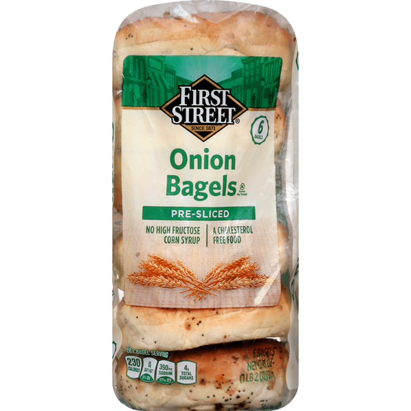 First Street Bagels, Onion, PreSliced (6 each) Instacart
