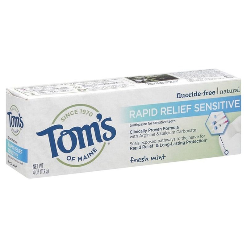 Toms of Maine Toothpaste, Fresh Mint, for Sensitive Teeth, Rapid Relief