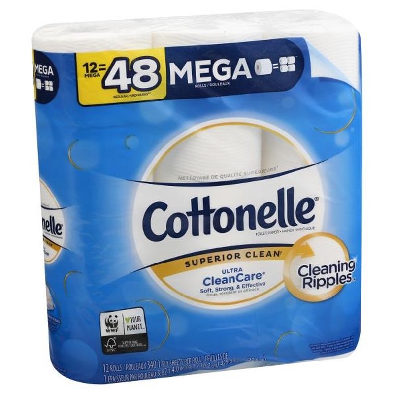 Cottonelle Ultra CleanCare Mega Roll Toilet Paper Bath Tissue (12 each) from Publix Instacart