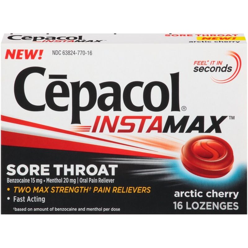 Cepacol® InstaMax Sore Throat & Cough Drop Lozenges, Artic Cherry (16
