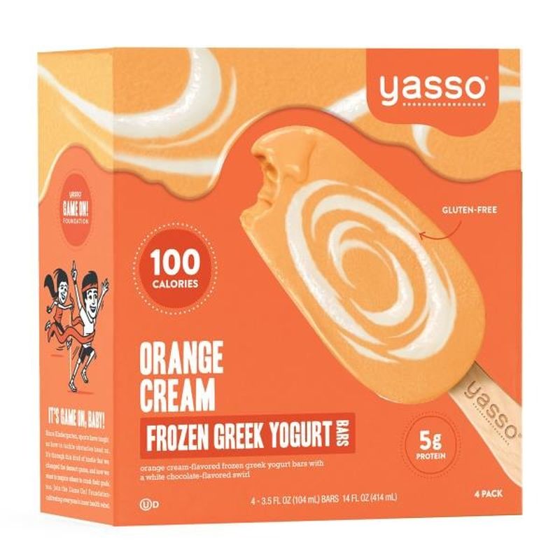 Yasso Frozen Greek Yogurt Bars, Orange Cream Bars, 4 Count (4 each