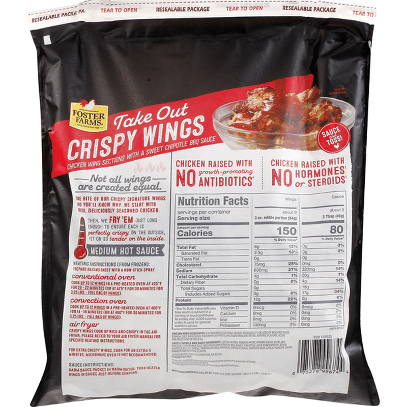 Foster Farms Crispy Wings, Take Out, Sweet Chipotle BBQ (64 oz) from Costco - Instacart