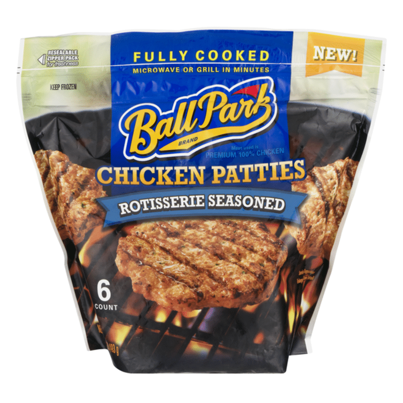 Ball Park Chicken Patties, Rotisserie Seasoned (6 each) - Instacart