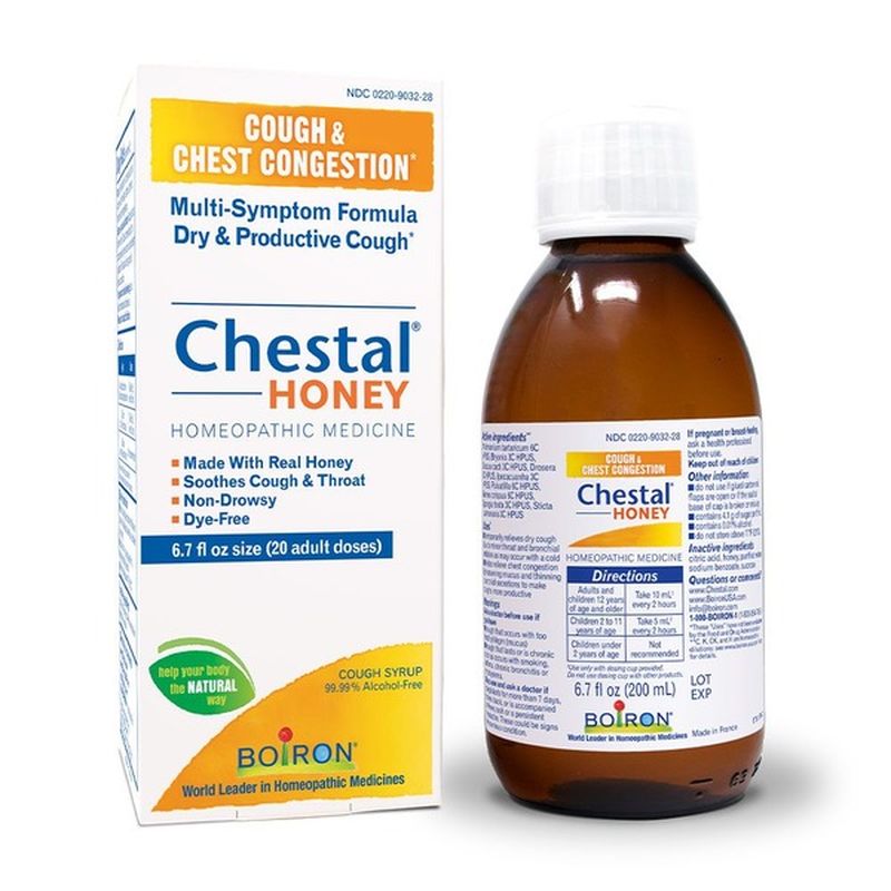 Boiron Chestal Honey Adult Cough Syrup, Homeopathic Medicine for Cough ...