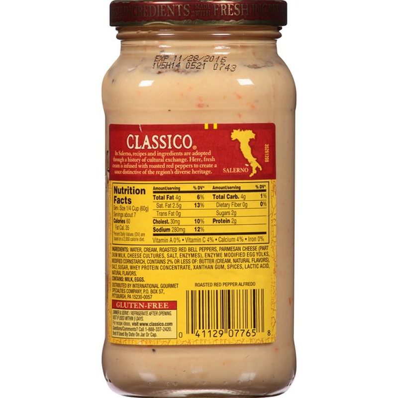 Classico Roasted Red Pepper Alfredo Pasta Sauce 15 Oz Instacart