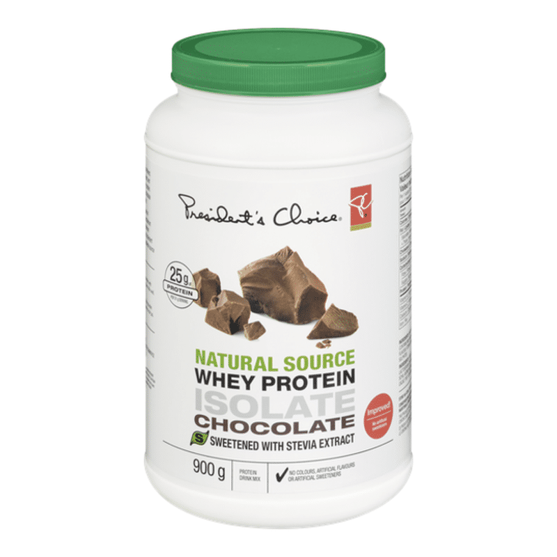 President Choice Natural Source Whey Protein Isolate Chocolate Protein Drink Mix (900 g) Instacart
