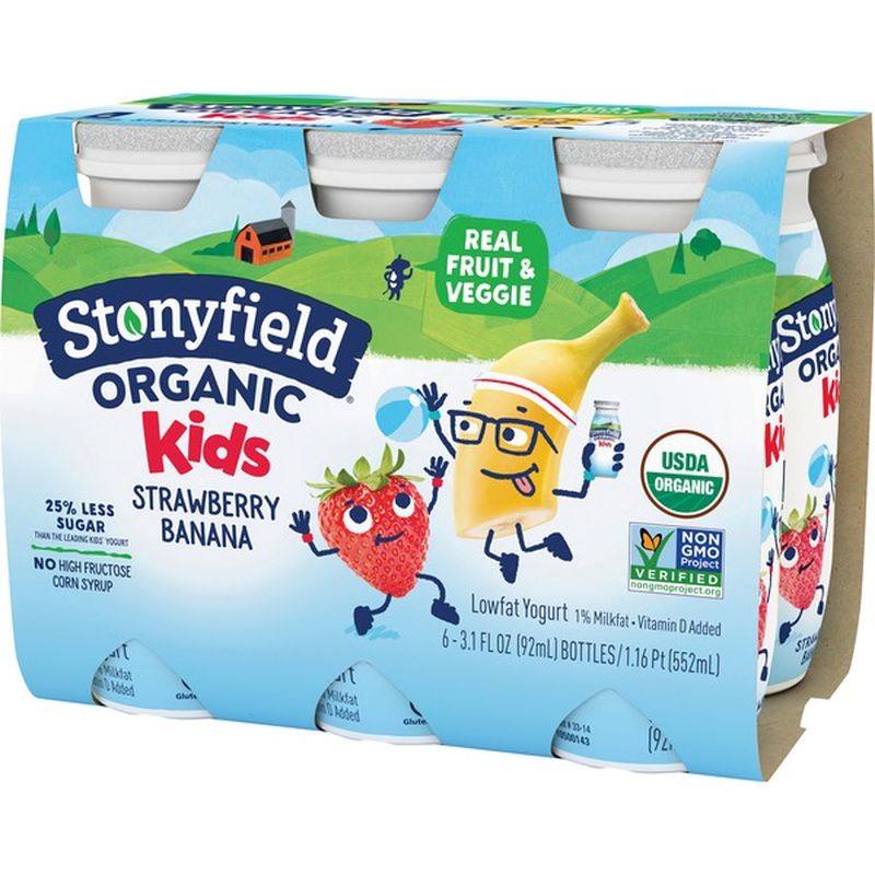 Stonyfield Organic Organic Kids Strawberry Banana Lowfat Yogurt Smoothies 3 1 Fl Oz From Cub Instacart