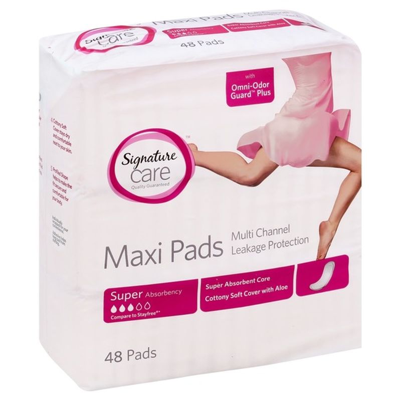Signature Maxi Pads, Super Absorbency (48 each) Instacart