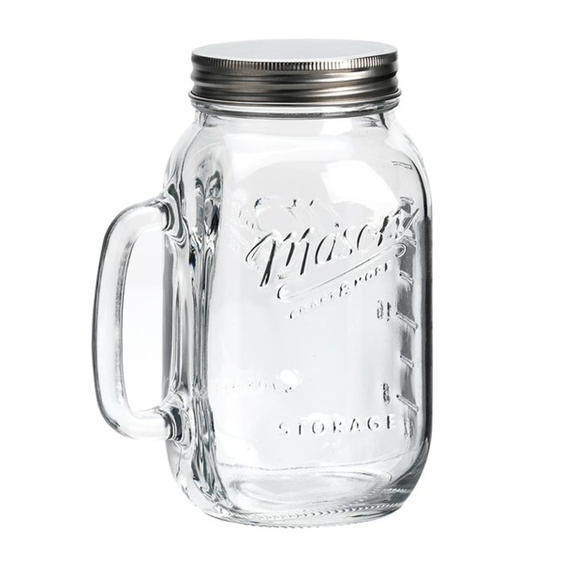 Mason Craft & More 32 Ounce Clear Glass Jar With Handle & Lid (32 oz