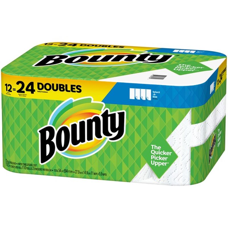 Bounty SelectASize Paper Towels, White, Double Rolls = Regular Rolls