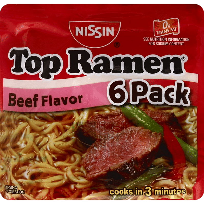 Nissin Soup, Ramen Noodle, Beef Flavor (6 Each) - Instacart